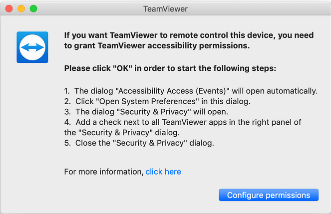 Desktop remoto TeamViewer su Mac