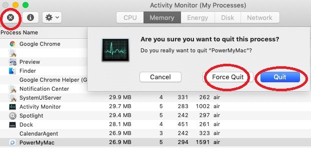 Chiudi app e processi che non rispondono in Activity Monitor su Mac