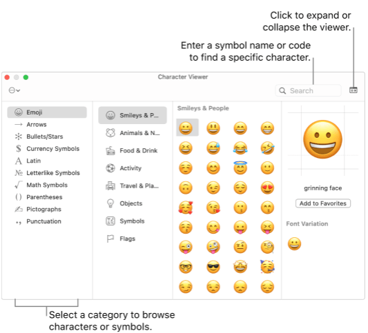 Usa simboli ed emoji