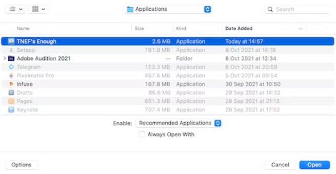 Apri Winmail.dat su Mac con Enough di TNEF