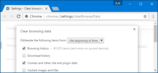 Cancella la cronologia del browser