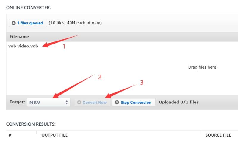 Converti VOB in MKV con AConvert