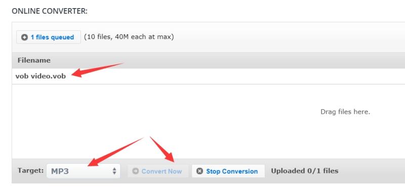Converti VOB in MP3 online