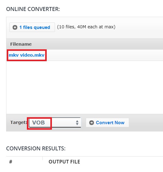 Trasforma MKV in VOB con AConvert