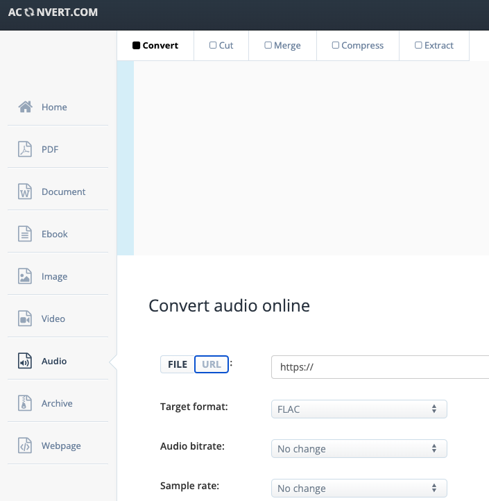 Converti VOB in FLAC su AConvert.com