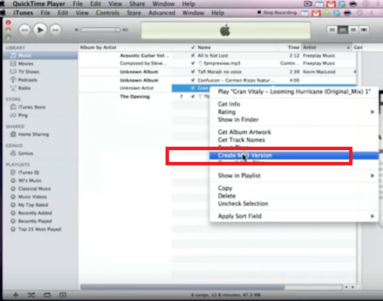 Converti file AIFF in MP3 in iTunes