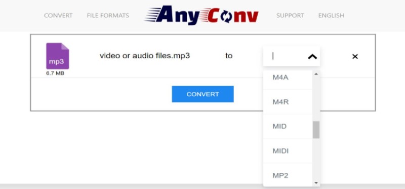 Convertitore audio online AnyConv