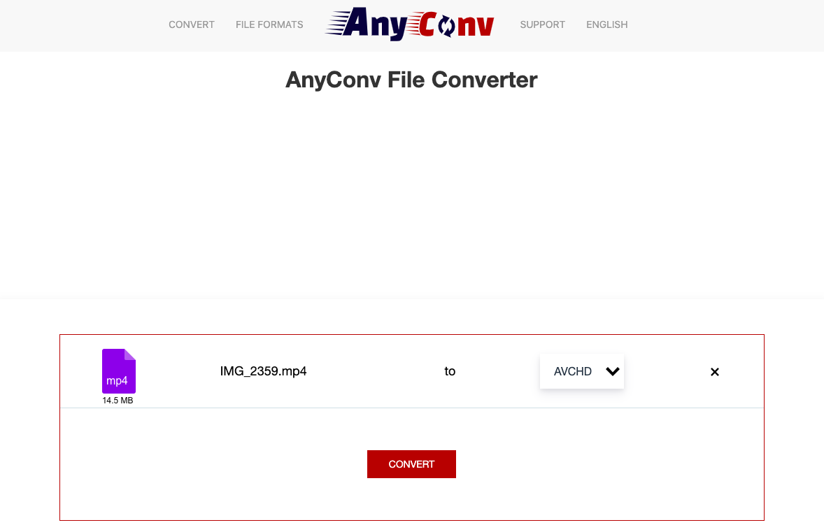 Usa AnyConv.com per convertire MP4 in AVC