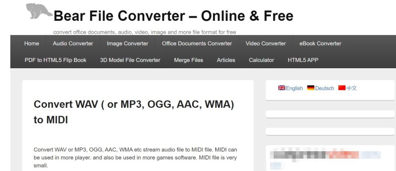 Convertitore da file WAV a MIDI Bear