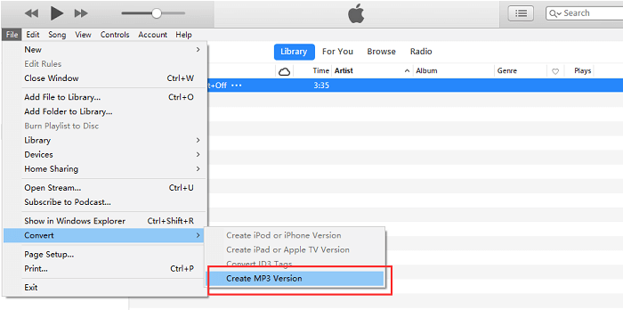 Converti MP4 in MP3 in iTunes