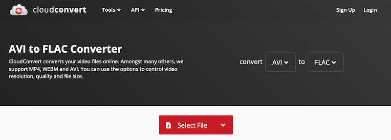 Convertitore online da AVI a FLAC: CloudConvert