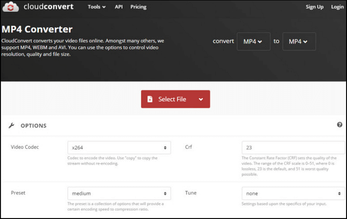 Converti video da 480p a 1080p con cloudconvert.com