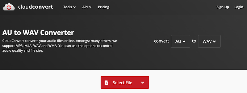 Convertitore da AU a WAV: CloudConvert