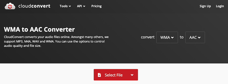Converti WMA in AAC online su CloudConvert.com