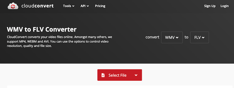Passaggi per convertire WMV in FLV utilizzando CloudConvert