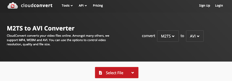 CloudConvert: convertitore online da M2TS a AVI