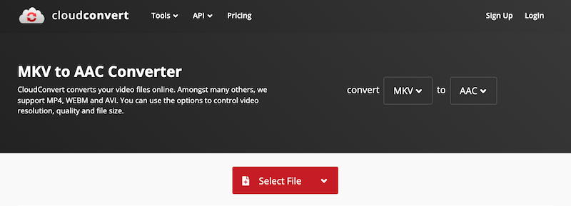 CloudConvert: convertitore online da MKV ad AAC