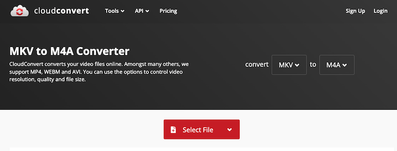 CloudConvert: convertitore online da MKV a M4A