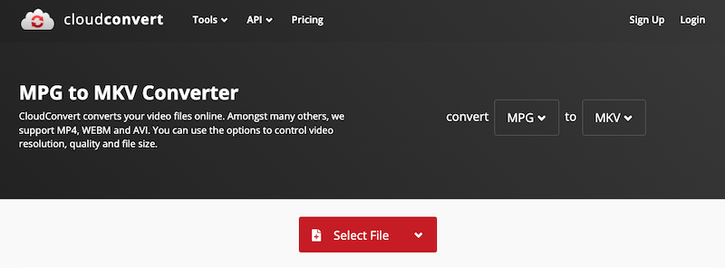 Come convertire MPG in MKV utilizzando Cloudconvert
