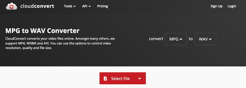 Converti MPG in WAV online su CloudConvert.com