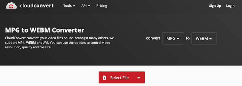 Converti MPG in WebM online su CloudConvert.com