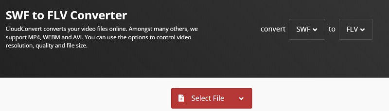 Trasforma SWF in FLV con CloudConvert