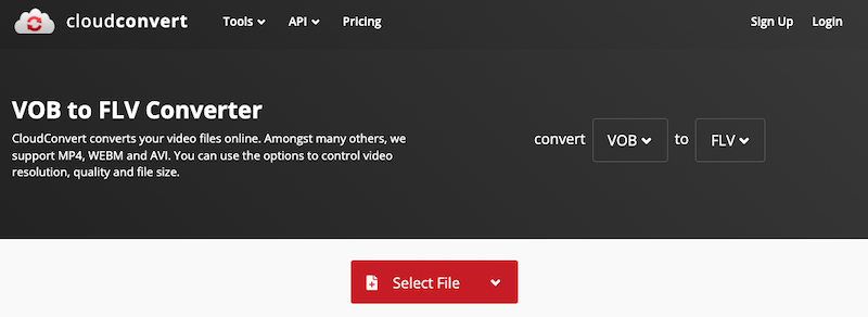 Convertitore online da VOB a FLV: CloudConvert