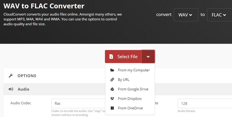 Converti WAV in FLAC CloudConvert