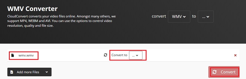 Usa CloudConvert per convertire WMV in MPEG4 online gratuitamente