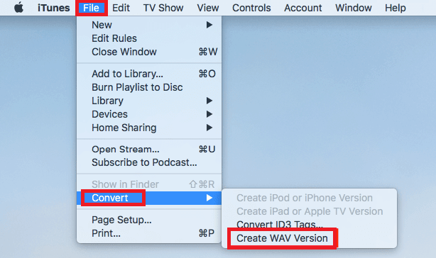 Converti M4A in WAV usando iTunes