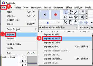 Converti MP4 in WAV usando Audacity