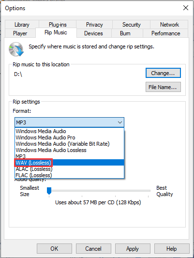 Converti WMA in WAV utilizzando Windows Media Player