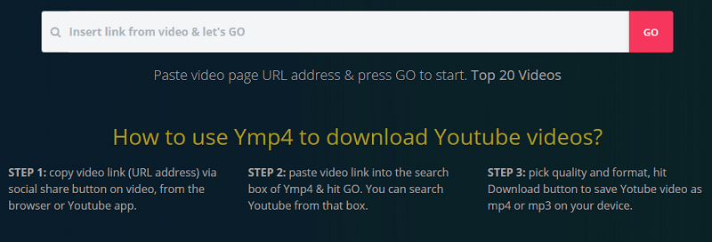 Converti YouTube in MP4 tramite YMP4