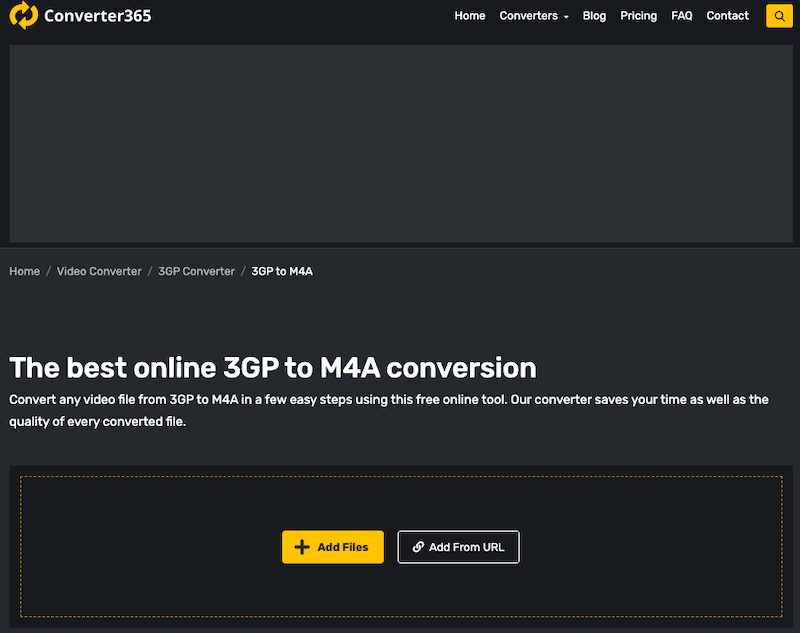 Converti 3GP in M4A su Converter365.com