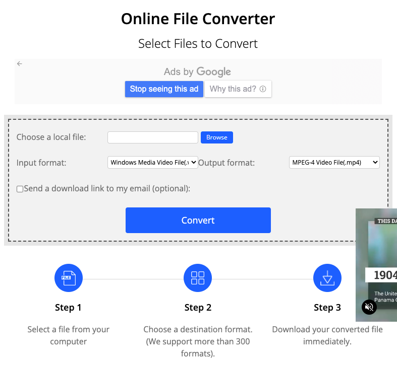 Converti file WMV in formato VOB con ConvertFiles.com