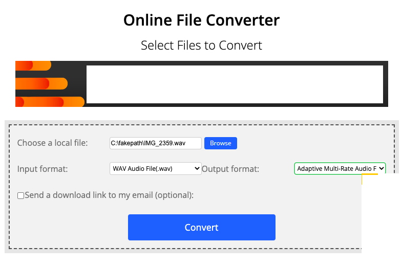 ConvertFiles.com per WAV in AMR