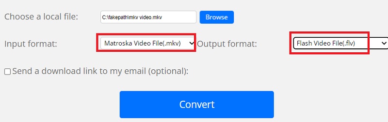 Trasforma MKV in FLV Online