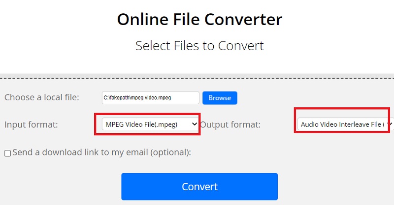 Usa ConvertFiles per convertire MPEG in AVI