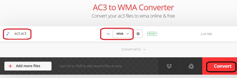 Converti AC3 in WMA online