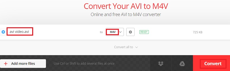 Converti AVI in M4V con Convertio