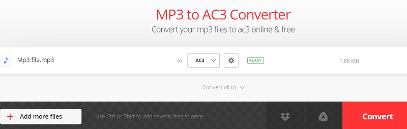 Trasforma MP3 in AC3 con Convertio