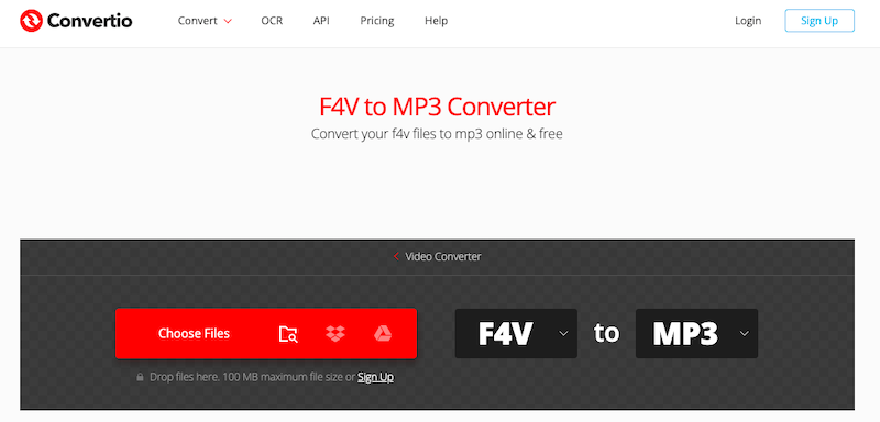 Convertio: convertitore online da F4V a MP3