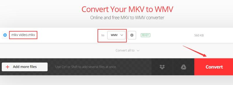 Converti MKV in formato WMV online