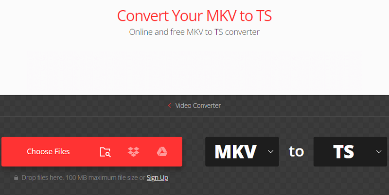 Converti MKV in TS tramite Convertio