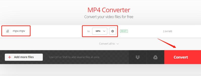 Converti facilmente MPV in MP4 online