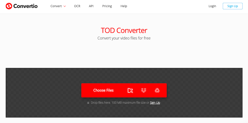 Converti file TOD su Convertio.co