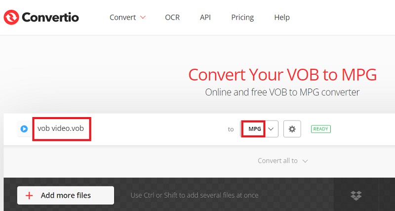 Converti VOB in MPG con Convertio