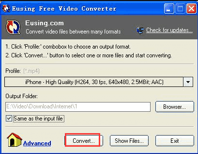 Da MXF a MP4 con Eusing Free Video Converter