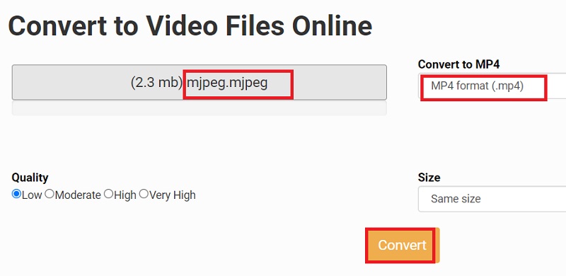Transcodifica MJPEG in formato MP4 online