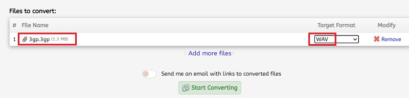 Converti 3GP in formato WAV gratuitamente